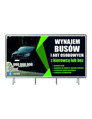 BANER REKLAMOWY 100x200cm duży wybór projekt gratis RÓŻNE WZORY WYNAJEM BUSÓW AUT