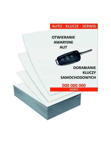 Ulotki A4 100 szt reklamowe firmowe DUŻY WYBÓR WZORÓW AUTO KLUCZE SERWIS