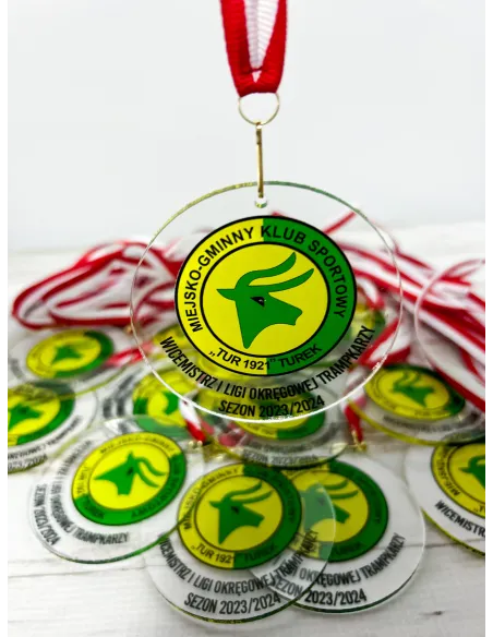MEDAL Z PLEXI 8 cm z TWOIM WZOREM nadrukiem UV personalizowany