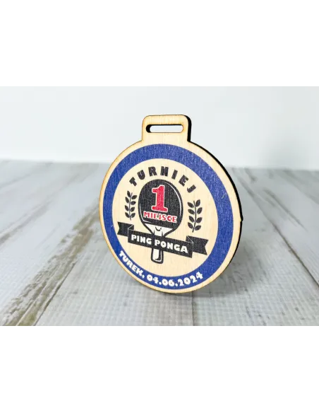 MEDAL drewniany 8 cm z TWOIM WZOREM nadrukiem UV personalizowany