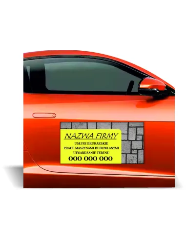 Magnes na samochód reklama magnetyczna 60x30 cm USŁUGI BRUKARSKIE