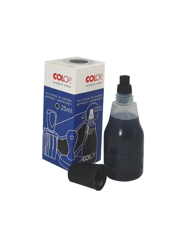 TUSZ DO PIECZĄTEK gumowych i polimerowych wodny czarny COLOP 25 ml