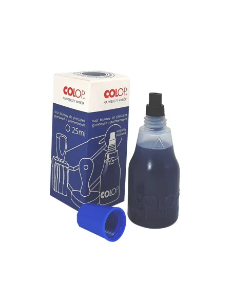 TUSZ DO PIECZĄTEK gumowych i polimerowych wodny niebieski COLOP 25 ml