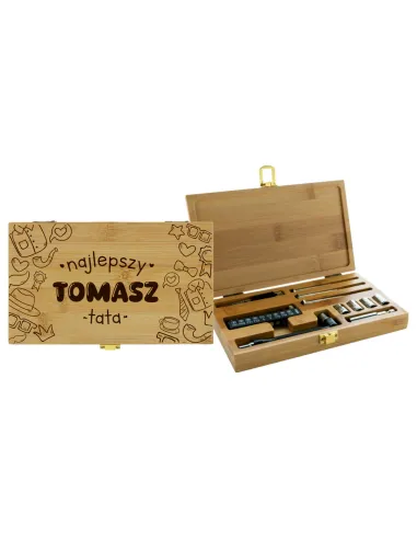 SKRZYNKA Z NARZĘDZIAMI prezent DLA TATY twój tekst GRAWER z imieniem