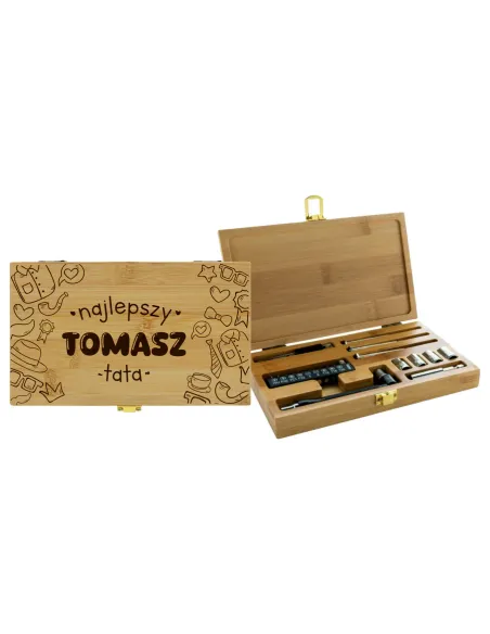 SKRZYNKA Z NARZĘDZIAMI prezent DLA TATY twój tekst GRAWER z imieniem