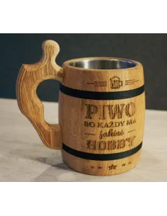 duży dębowy KUFEL do piwa z GRAWEREM twoim napisem PREZENT DLA DZIADKA