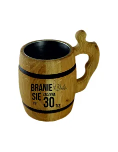 duży dębowy KUFEL do piwa z GRAWEREM twoim napisem PREZENT na urodziny