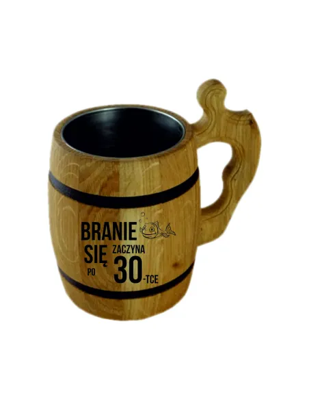 duży dębowy KUFEL do piwa z GRAWEREM twoim napisem PREZENT na urodziny