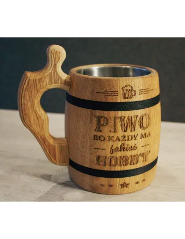 duży dębowy KUFEL do piwa z GRAWEREM twoim napisem PREZENT dla taty