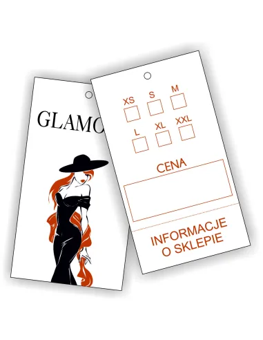 ETYKIETY zawieszki METKI NA ODZIEŻ ubrania LOGO nazwa twojego sklepu 300szt