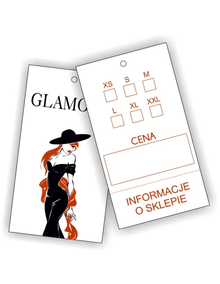 ETYKIETY zawieszki METKI NA ODZIEŻ ubrania LOGO nazwa twojego sklepu 300szt