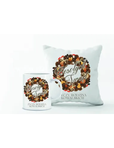 Zestaw PODUSZKA i KUBEK NADRUK personalizowany prezent na MIKOŁAJKI ŚWIĘTA różne wzory