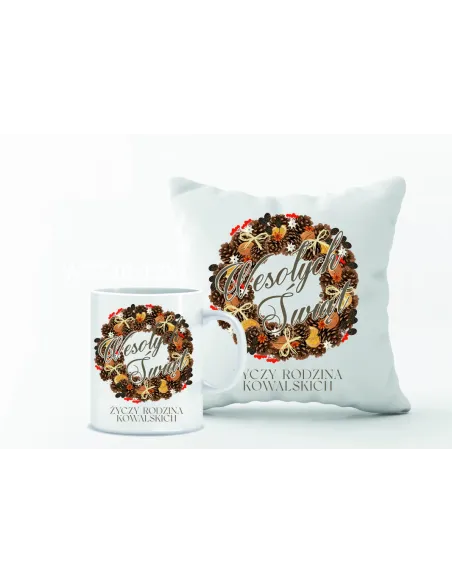 Zestaw PODUSZKA i KUBEK NADRUK personalizowany prezent na MIKOŁAJKI ŚWIĘTA różne wzory