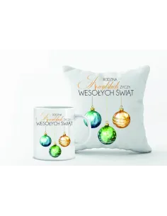 Zestaw PODUSZKA i KUBEK NADRUK personalizowany prezent na boże narodzenie różne wzory