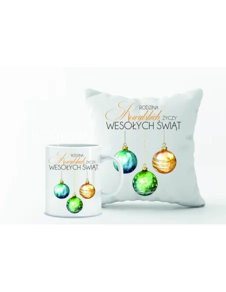 Zestaw PODUSZKA i KUBEK NADRUK personalizowany prezent na boże narodzenie różne wzory