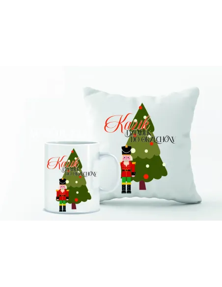 Zestaw PODUSZKA i KUBEK NADRUK personalizowany prezent na boże narodzenie różne wzory