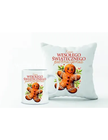 Zestaw PODUSZKA i KUBEK NADRUK personalizowany prezent na boże narodzenie mikołajki różne wzory