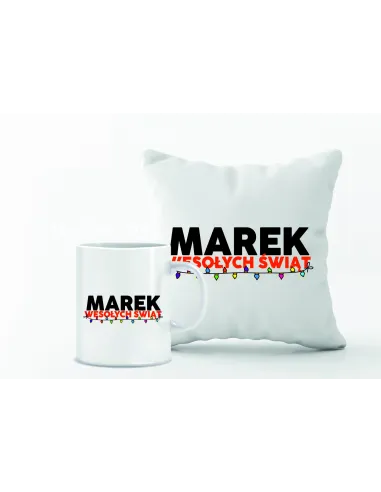 Zestaw PODUSZKA i KUBEK NADRUK personalizowany prezent na boże narodzenie mikołajki różne wzory