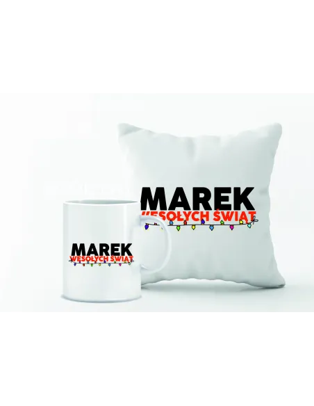 Zestaw PODUSZKA i KUBEK NADRUK personalizowany prezent na boże narodzenie mikołajki różne wzory