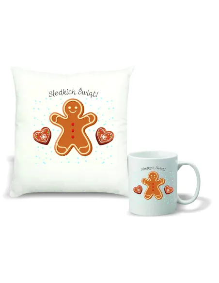 Zestaw PODUSZKA i KUBEK z NADRUKIEM prezent święta mikołajki TWÓJ TEKST