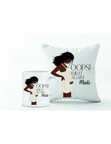 Zestaw PODUSZKA i KUBEK z nadrukiem PREZENT dla przyszłej mamy Z IMIENIEM