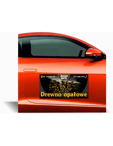 Magnes na samochód reklama magnetyczna 60x30 cm DREWNO OPAŁOWE różne wzory