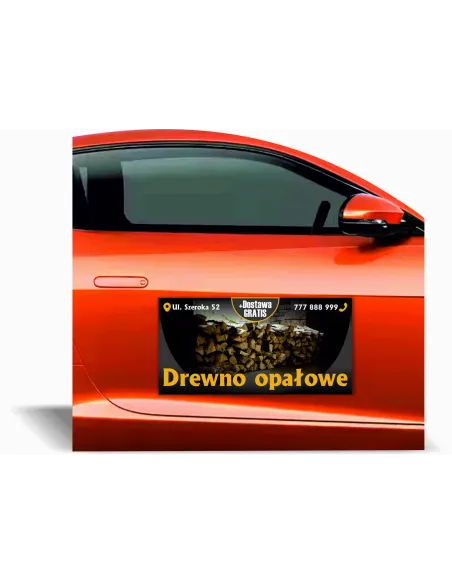 Magnes na samochód reklama magnetyczna 60x30 cm DREWNO OPAŁOWE różne wzory