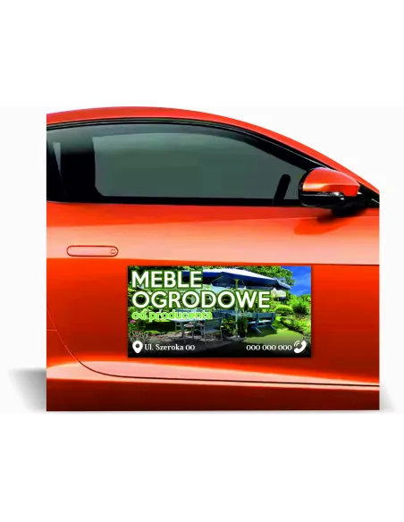 Magnes na samochód reklama magnetyczna 60x30 cm MEBLE OGRODOWE różne wzory