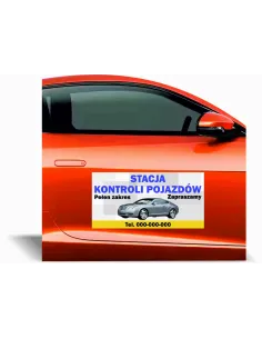 Magnes na samochód reklama magnetyczna 60x30 cm OSKP STACJA KONTROLI POJAZDÓW
