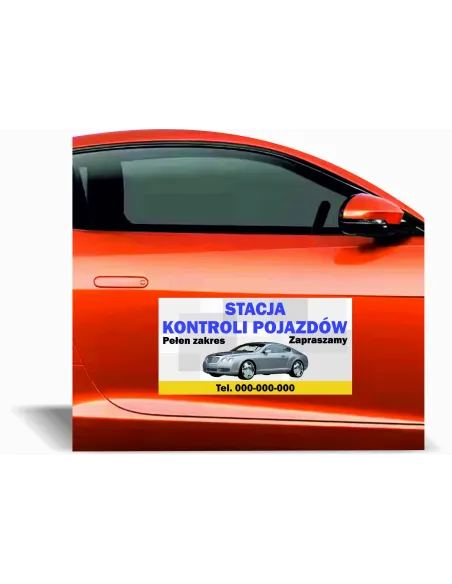 Magnes na samochód reklama magnetyczna 60x30 cm OSKP STACJA KONTROLI POJAZDÓW