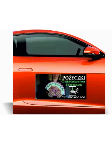 Magnes na samochód reklama magnetyczna 60x30 cm pożyczki RÓŻNE WZORY