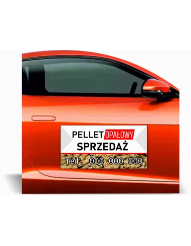 Magnes na samochód reklama magnetyczna 60x30 cm PELLET OPAŁOWY SPRZEDAŻ