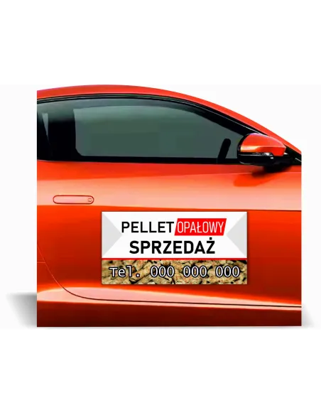 Magnes na samochód reklama magnetyczna 60x30 cm PELLET OPAŁOWY SPRZEDAŻ