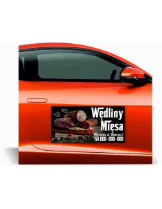 Magnes na samochód reklama magnetyczna 60x30 cm WĘDLINY MIĘSA