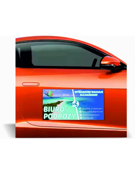 Magnes na samochód reklama magnetyczna 60x30 cm BIURO PODRÓŻY różne wzory