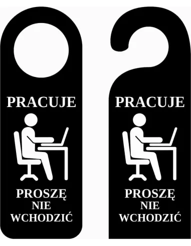 ZAWIESZKA NA DRZWI klamkę hotelowa czarna z nadrukiem TWÓJ NAPIS TEKST