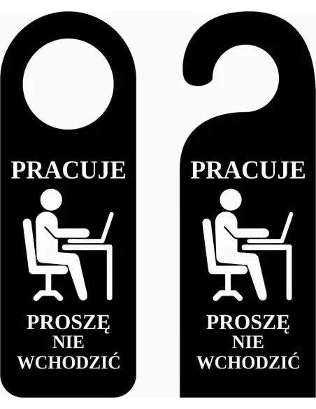 ZAWIESZKA NA DRZWI klamkę hotelowa czarna z nadrukiem TWÓJ NAPIS TEKST
