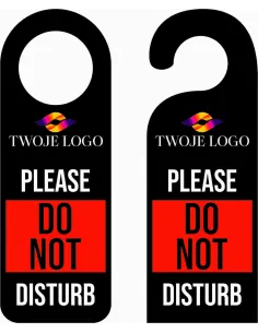 ZAWIESZKA NA DRZWI klamkę hotelowa czarna z nadrukiem PLEASE DO NOT DISTURB