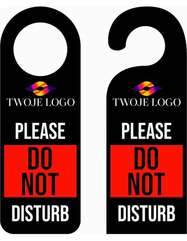 ZAWIESZKA NA DRZWI klamkę hotelowa czarna z nadrukiem PLEASE DO NOT DISTURB