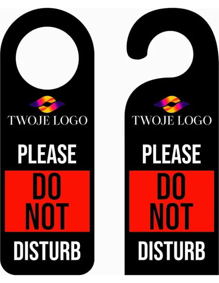 ZAWIESZKA NA DRZWI klamkę hotelowa czarna z nadrukiem PLEASE DO NOT DISTURB