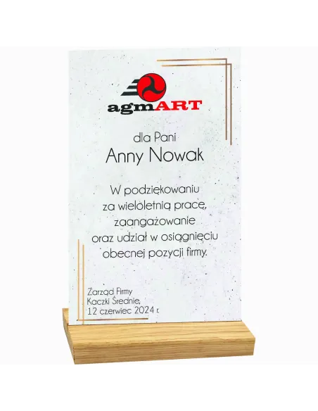 STATUETKA z twoim nadrukiem PODZIĘKOWANIA GRATULACJE TWÓJ NAPIS plexi 25 cm