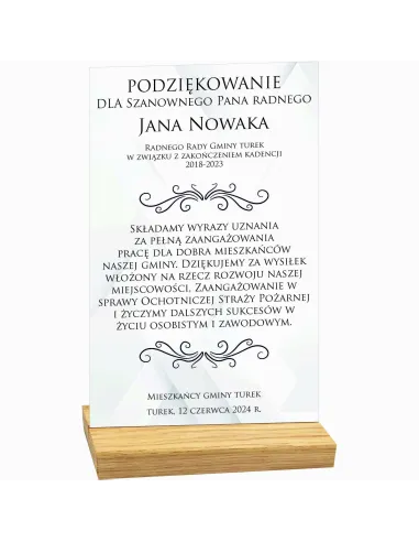 STATUETKA z twoim nadrukiem plexi PODZIĘKOWANIA GRATULACJE z twoim napisem