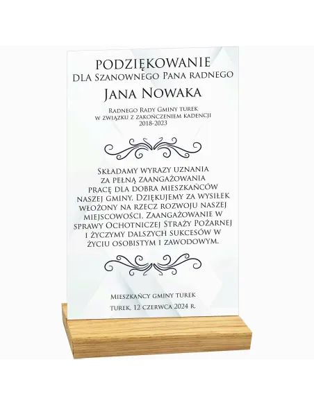 STATUETKA z twoim nadrukiem plexi PODZIĘKOWANIA GRATULACJE z twoim napisem