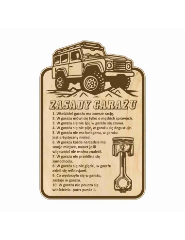TABLICA ZASADY GARAŻU drewniana zabawny prezent na dzień DZIADKA GRAWER twój tekst imię