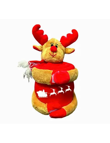 Pluszowy renifer z kocem polarowym z haftem PREZENT NA ŚWIĘTA MIKOŁAJKI dużo wzorów