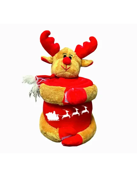 Pluszowy renifer z kocem polarowym z haftem PREZENT NA ŚWIĘTA MIKOŁAJKI dużo wzorów