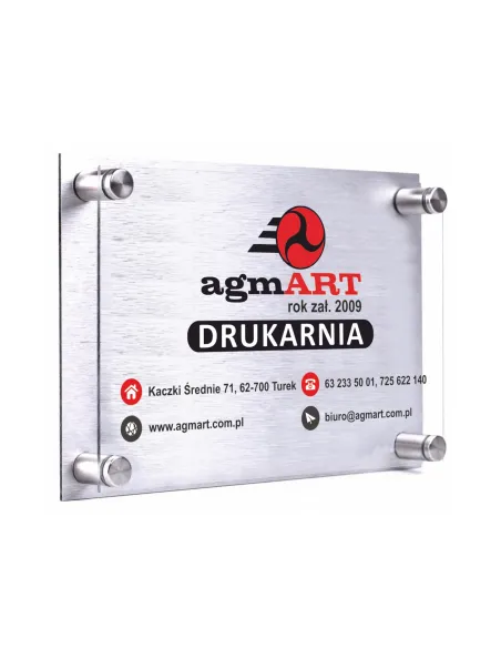 Tabliczka 30x20 dibond pleksa Z TWOIM LOGO nadruk uv + DYSTANSE montażowe