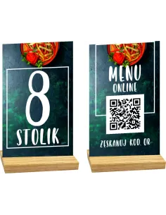 NUMER STOLIKA DO RESTAURACJI z plexi KOD QR LOGO TWÓJ NAPIS nadruk
