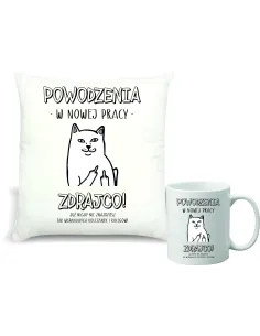 Zestaw PODUSZKA i KUBEK nadruk prezent gratulacje nowa praca