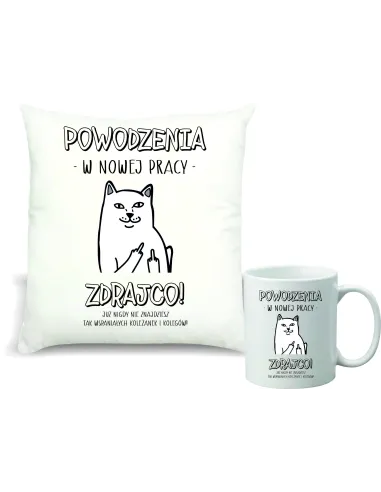 Zestaw PODUSZKA i KUBEK nadruk prezent gratulacje nowa praca